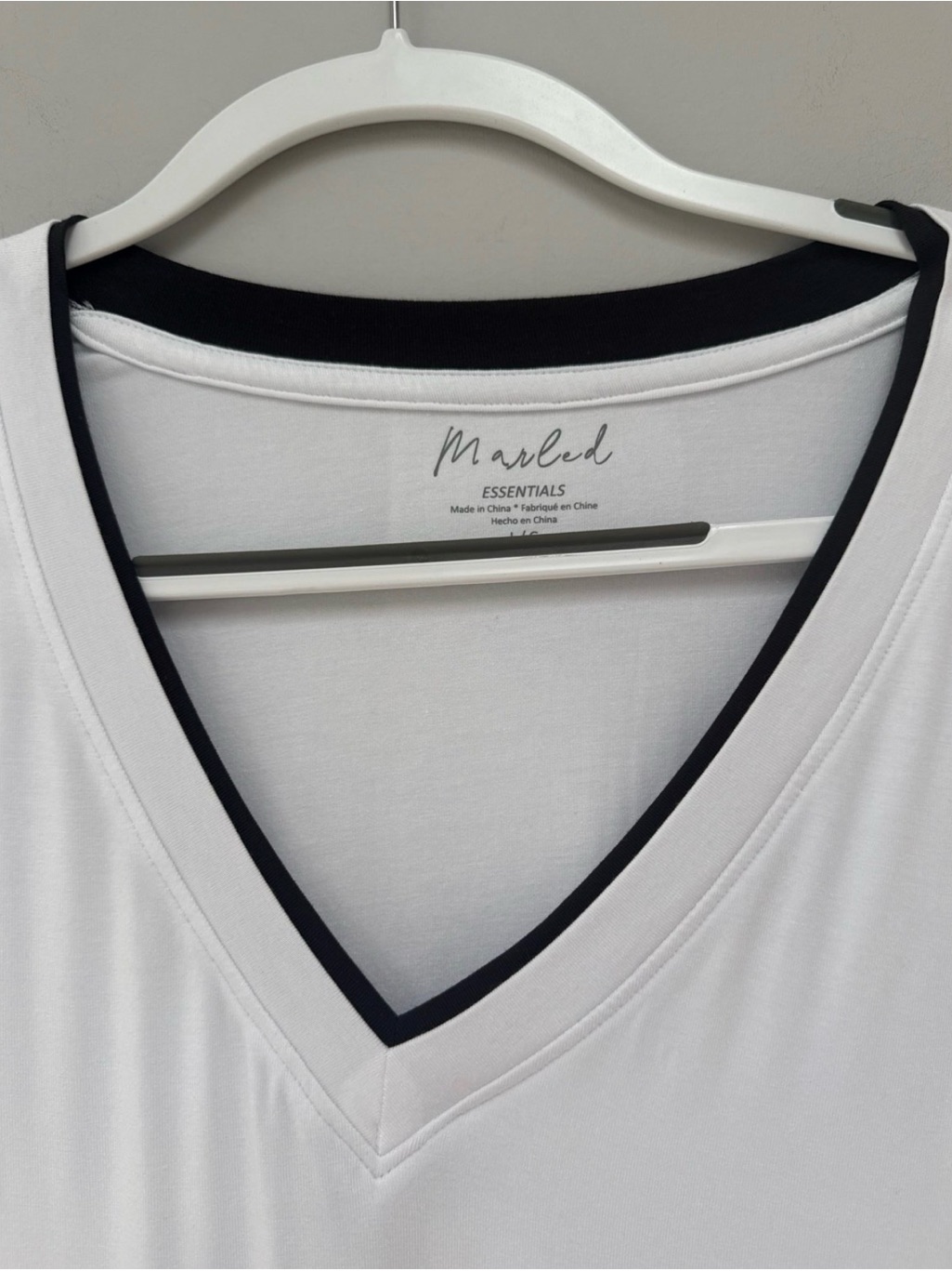 V-Neck White Tee Black Trim Nwt — image 2 of 3